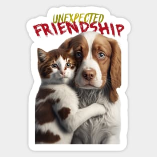 UNEXPECTED FRIENDSHIP - CAT AND DOG Sticker